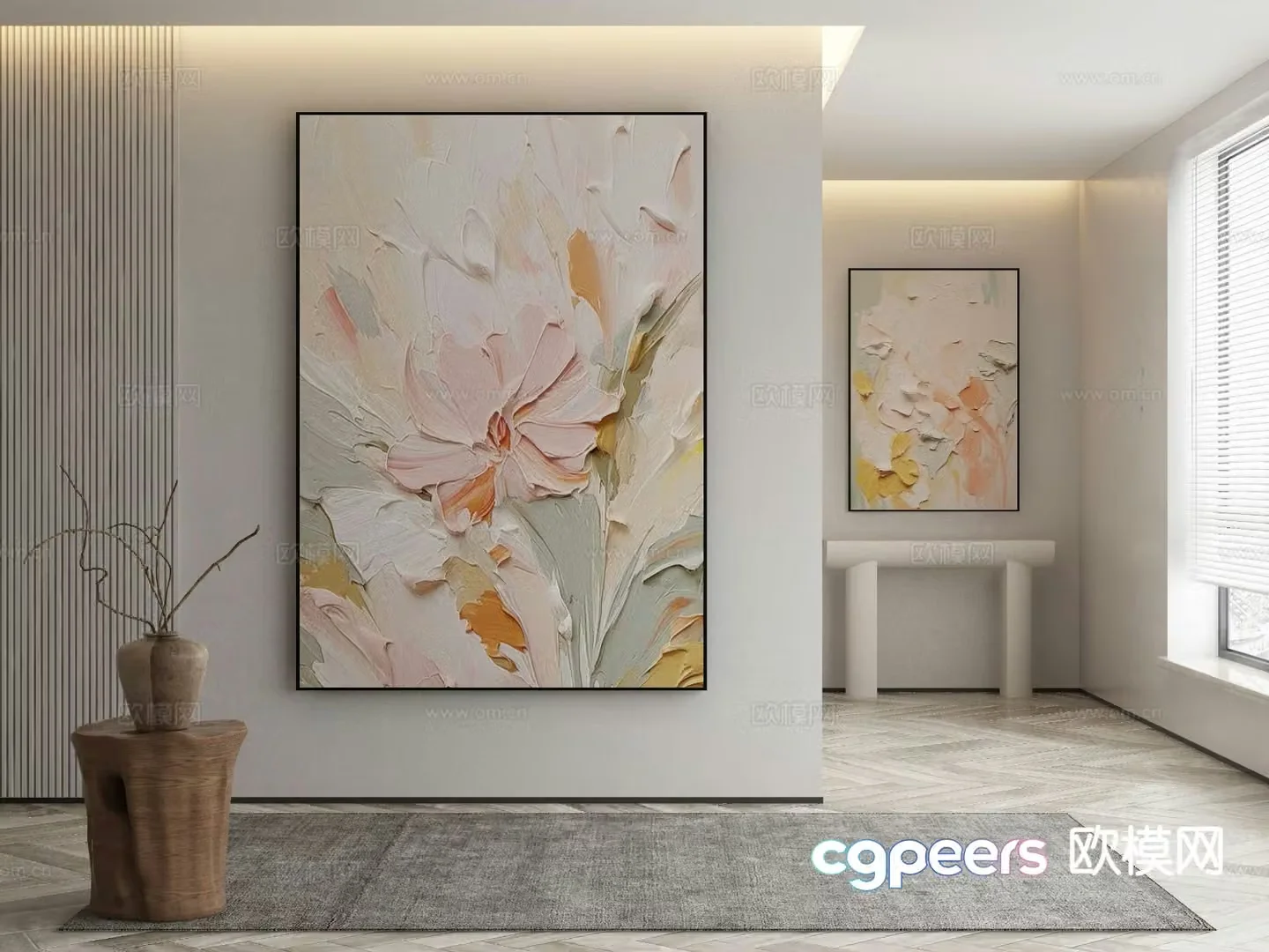 Wabi-sabi art painting texture painting decorative painting 3d model