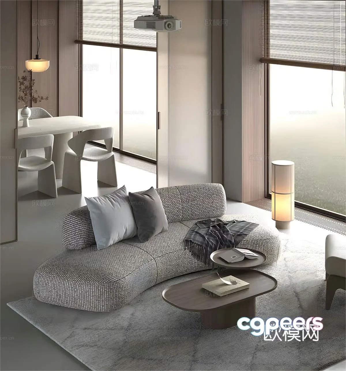 Modern sofa coffee table combination multi-person sofa three-person sofa leisure chair sofa chair desk lamp 3D model