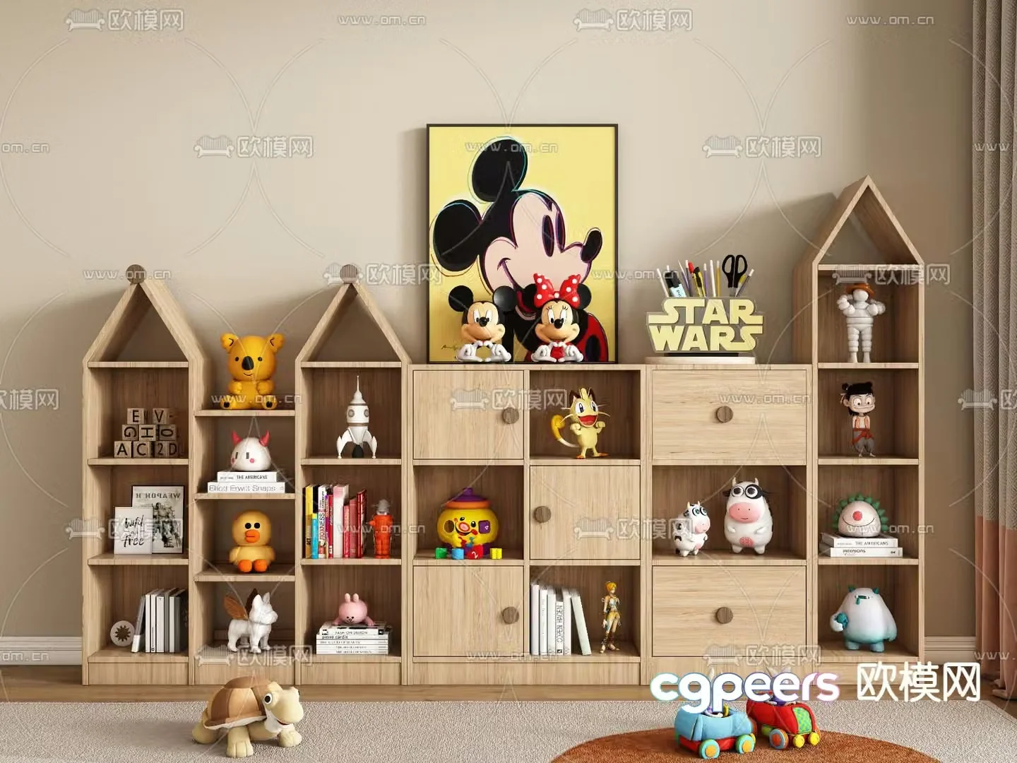 Children’s bookcase toy cabinet 3d model
