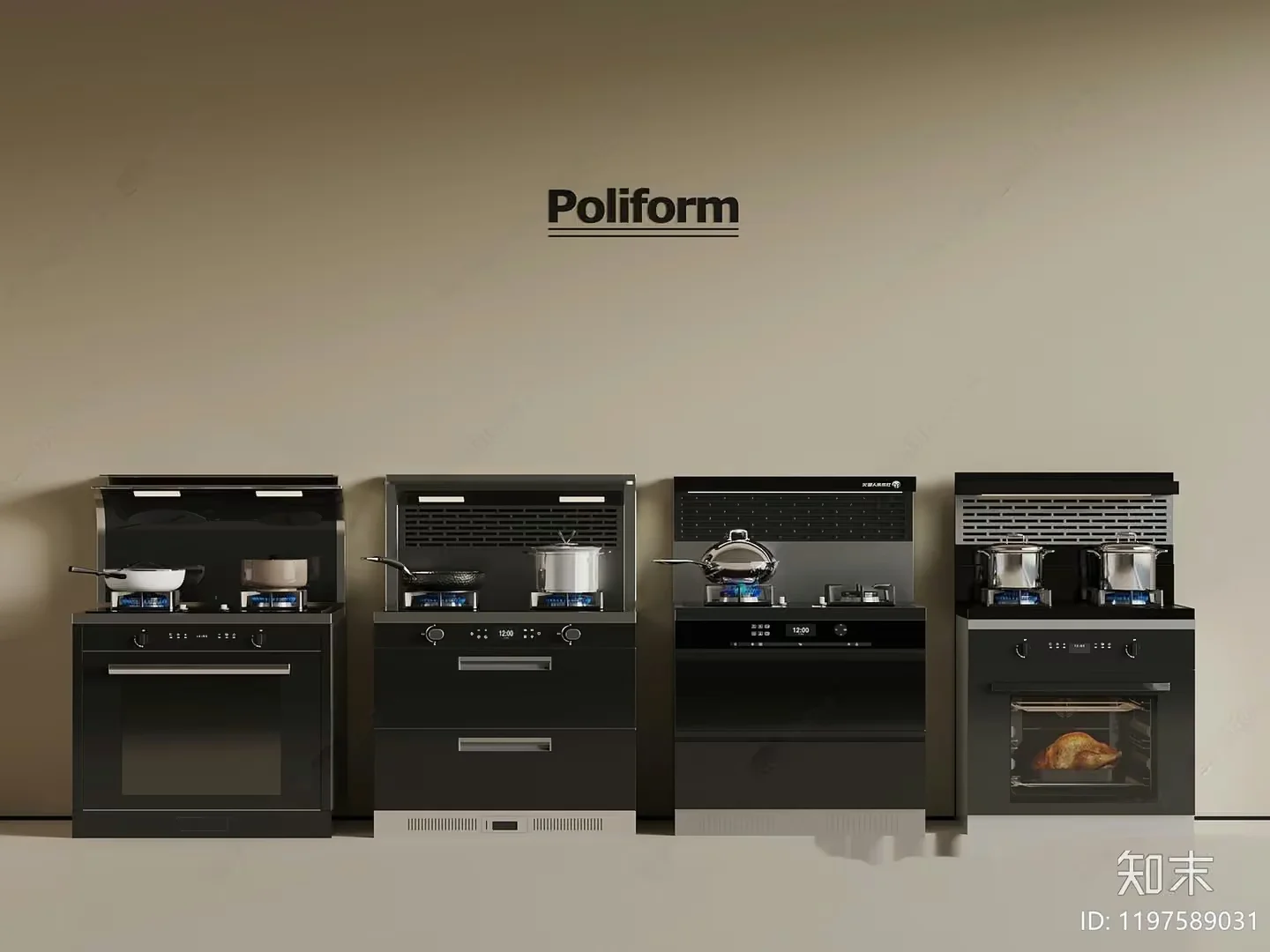 A Kitchen With Various Appliances 3D Model – 5354 – VRAY Render