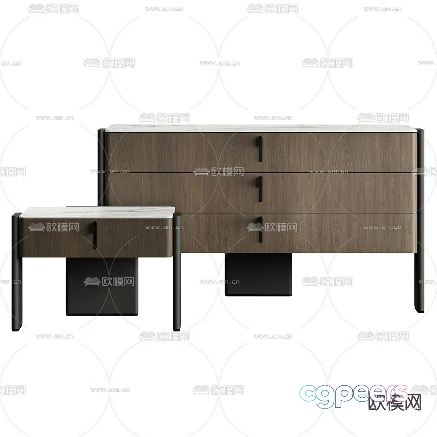 Cattelan Italia modern solid wood bedside table 3d model