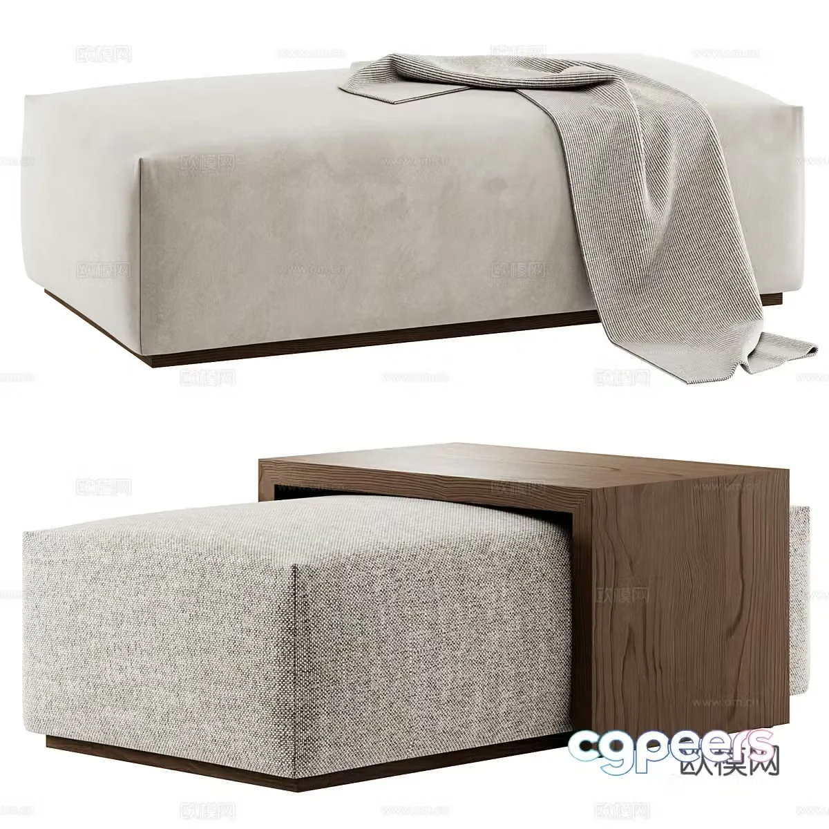 Modern sofa stool fabric sofa stool low stool cushion coffee table shoe changing stool footstool cloth 3D model