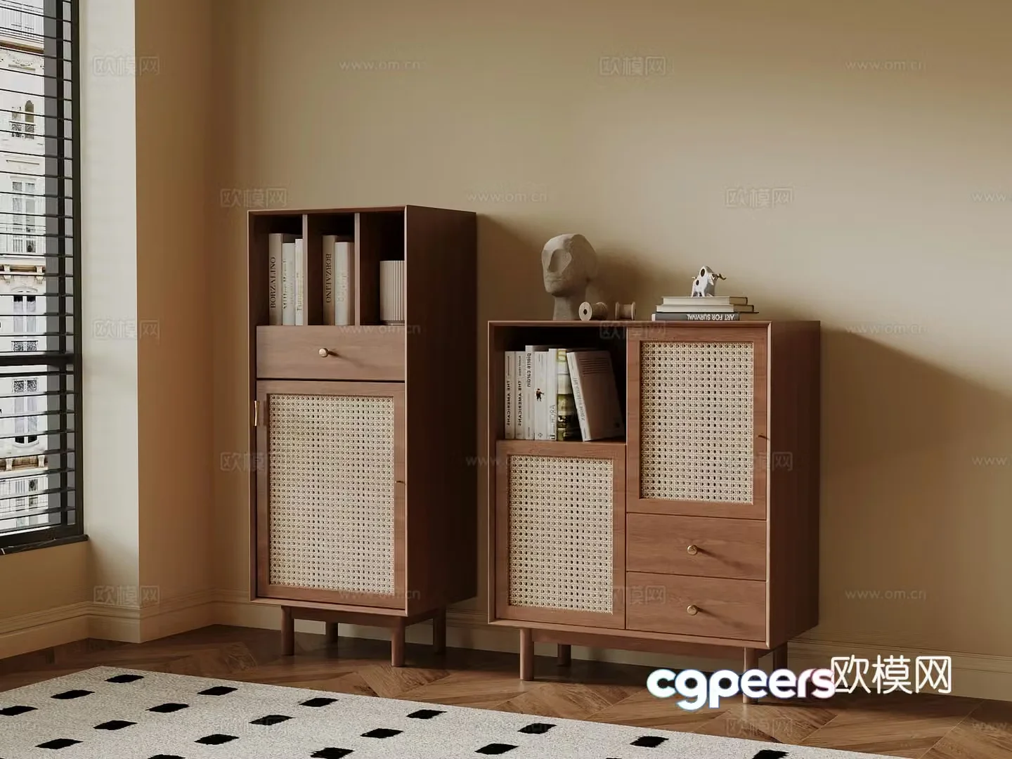 Middle-aged style chest of drawers 3D model