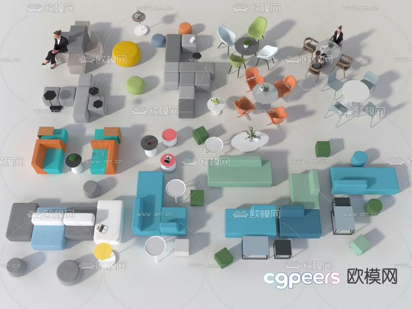 Office sofa public sofa lobby sofa 3d model
