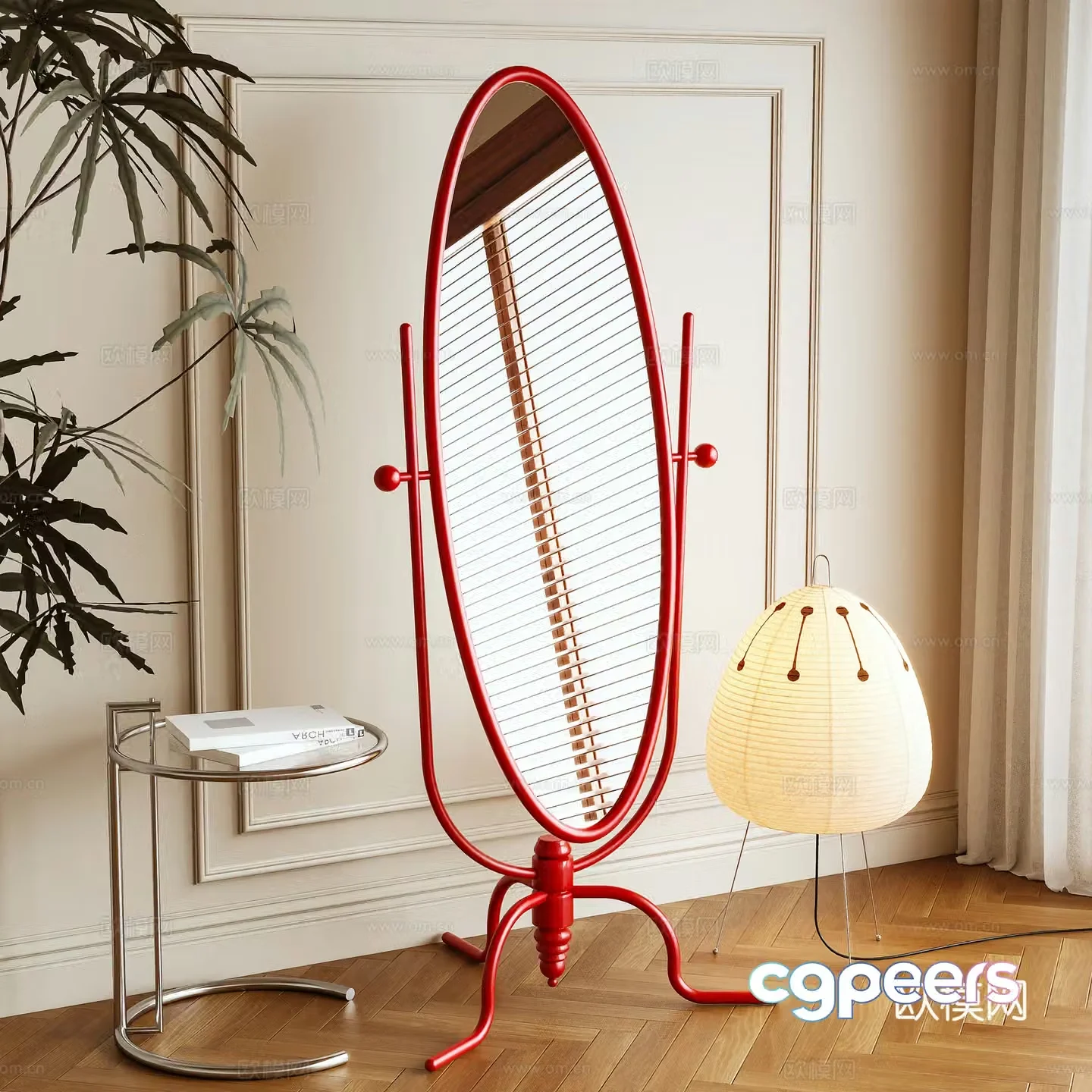 Modern mirror floor-to-ceiling mirror full-body mirror 3d model