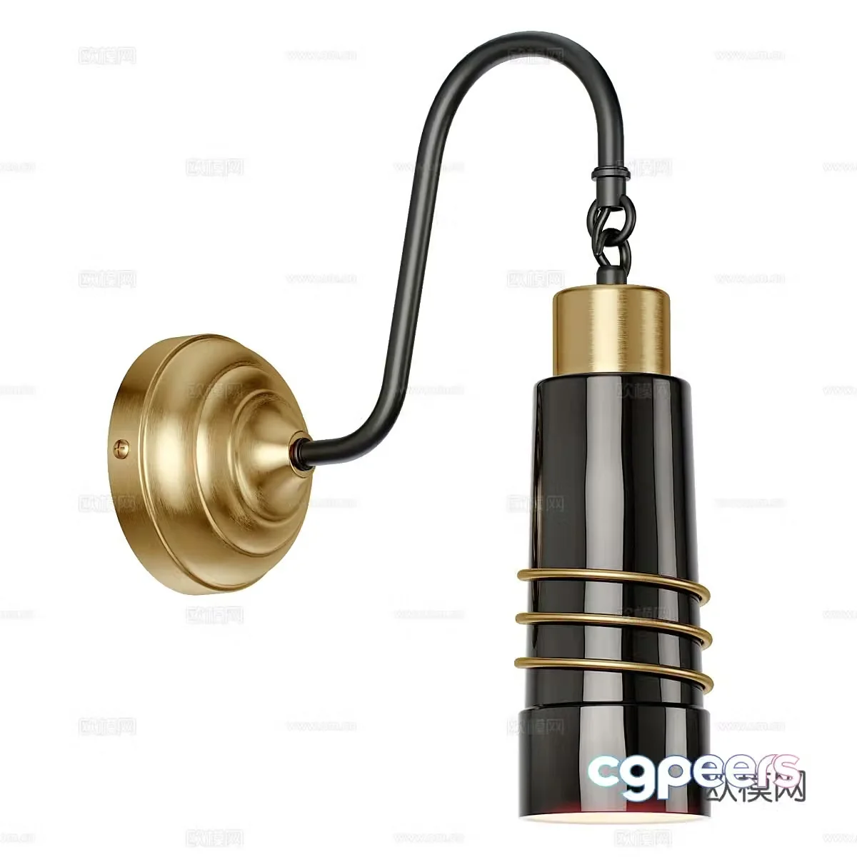 Modern light luxury metal decorative wall lamp 3d model