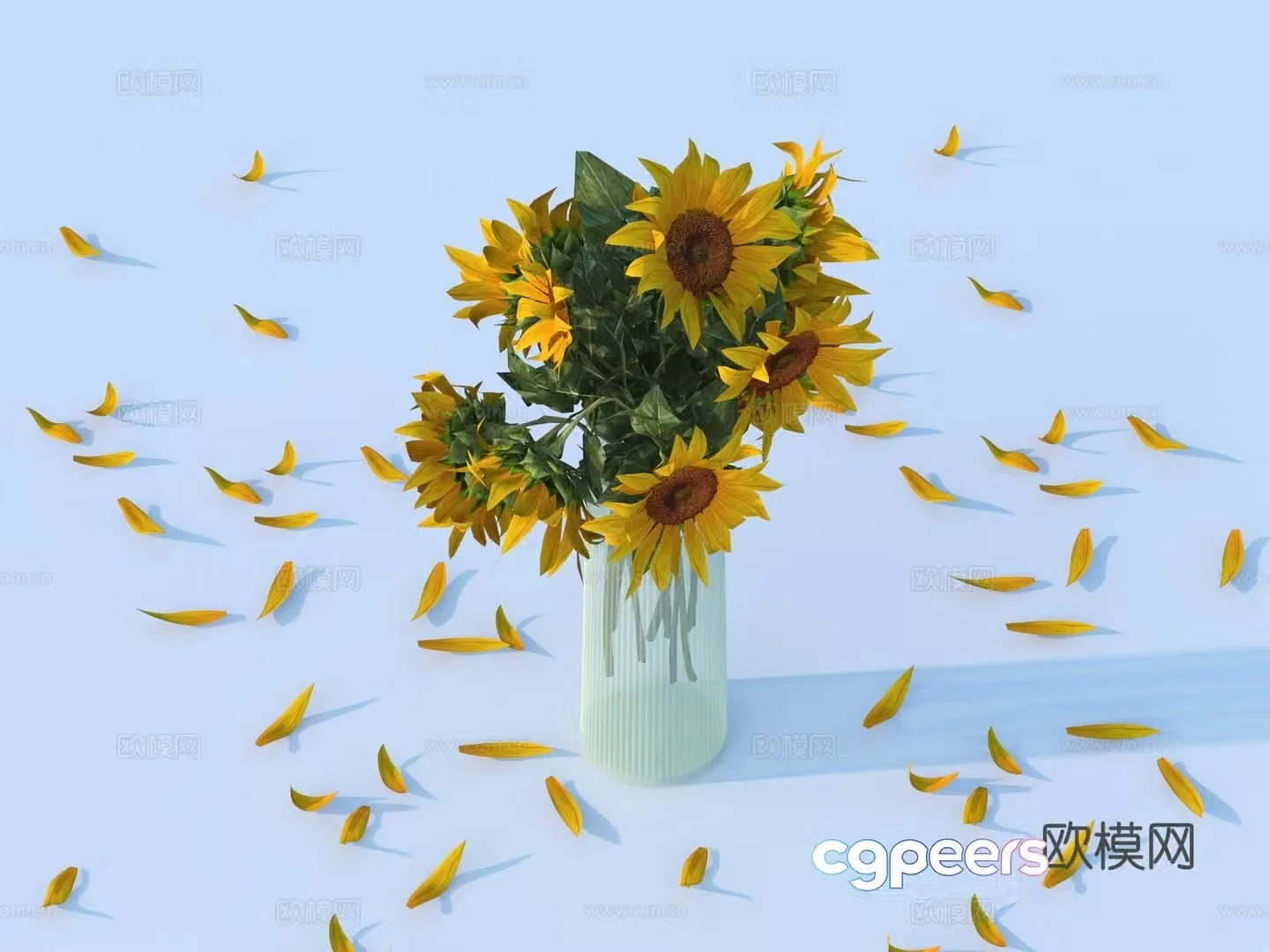 sunflower vase floral 3d model