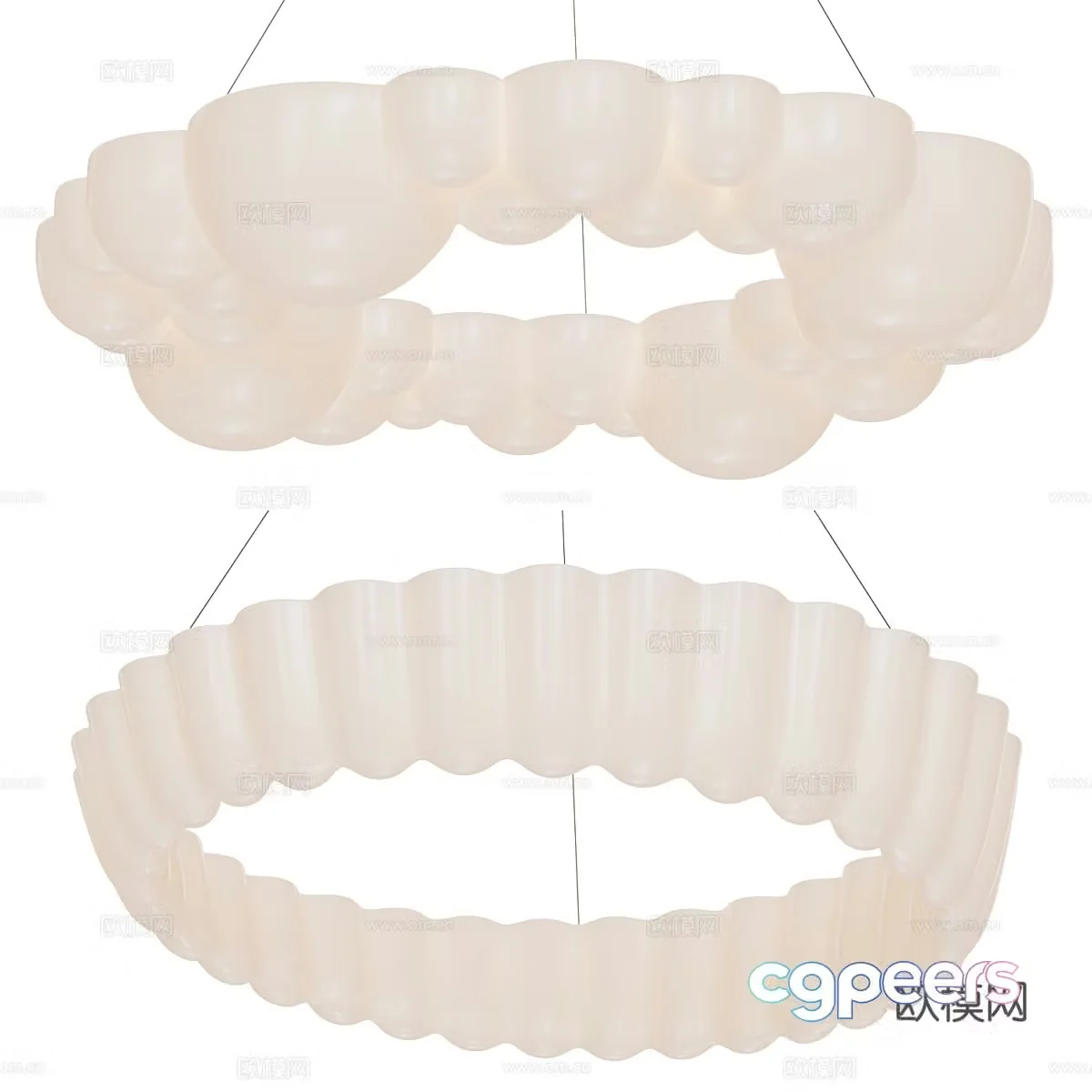 Modern Cream Style Decorative Chandelier 3d Model