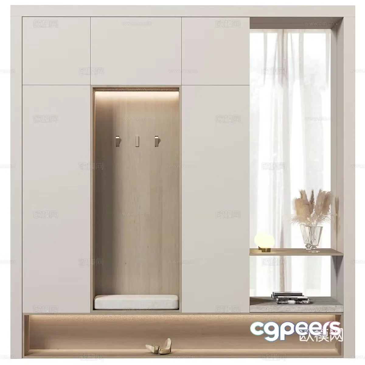 Modern minimalist shoe cabinet 3d model