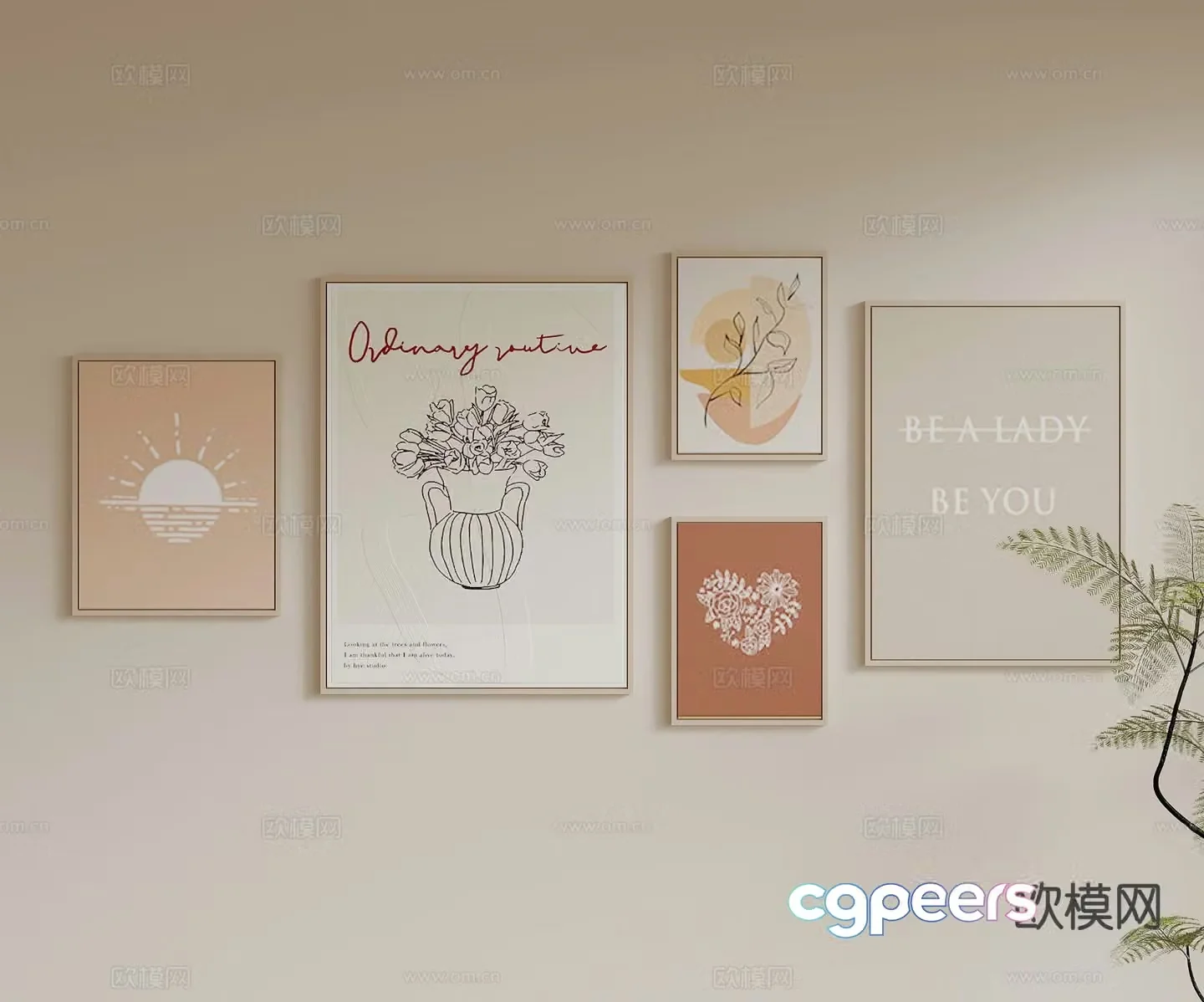 Creamy wind hanging painting Art painting Decorative painting 3d model