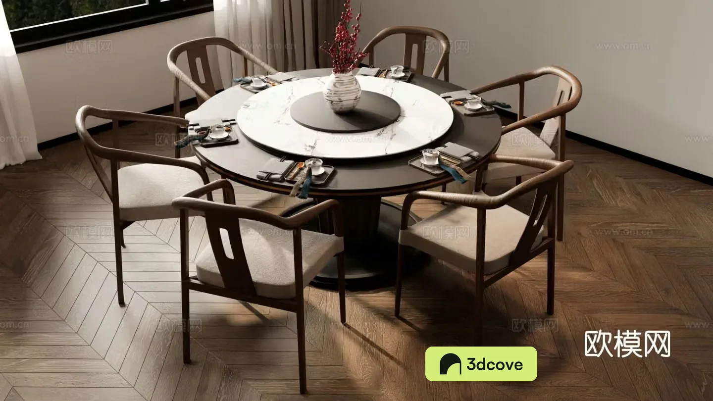 New Chinese style dining table and chairs round table