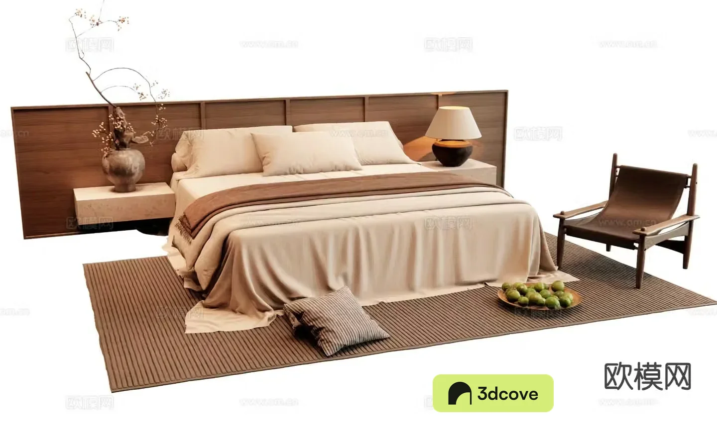 Medieval style double bed 3d model
