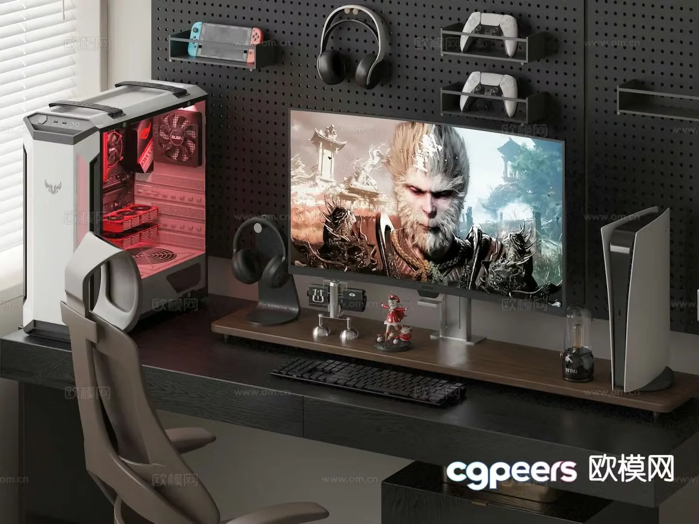 Modern gaming desk computer desk 3d model
