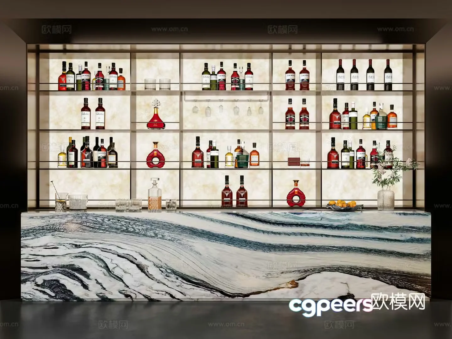 Modern wine cabinet DuPont paper light box wine cabinet 3D model