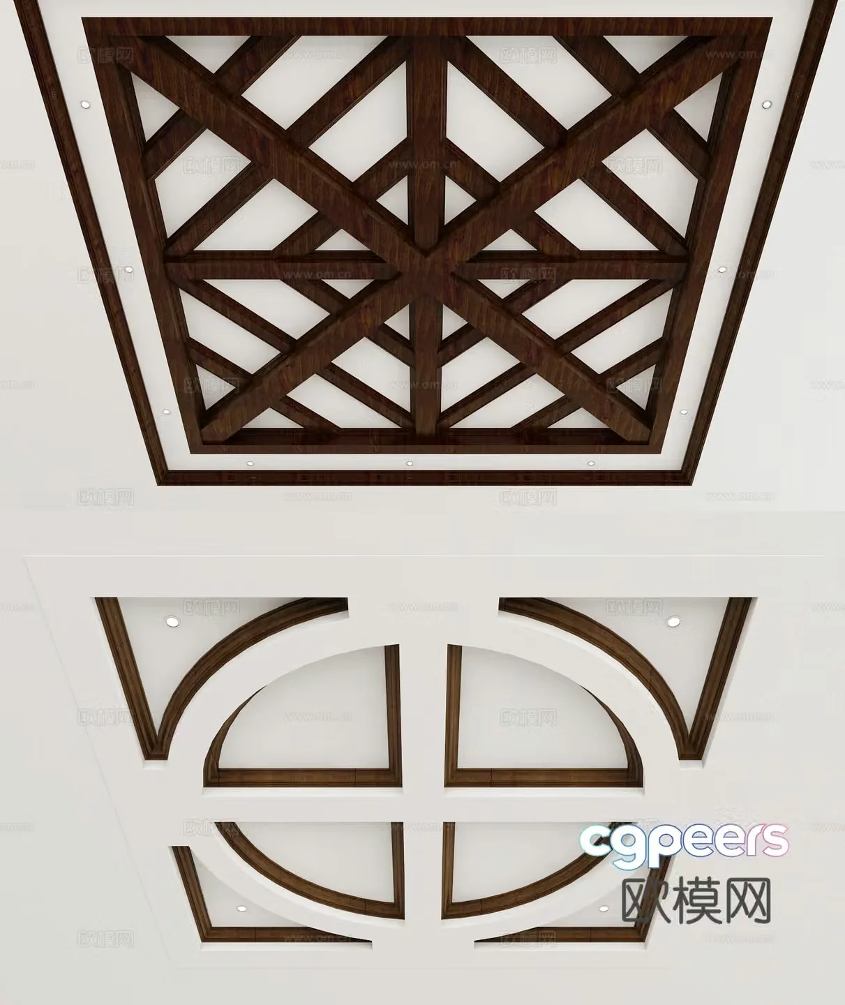 American ceiling solid wood ceiling 3d model