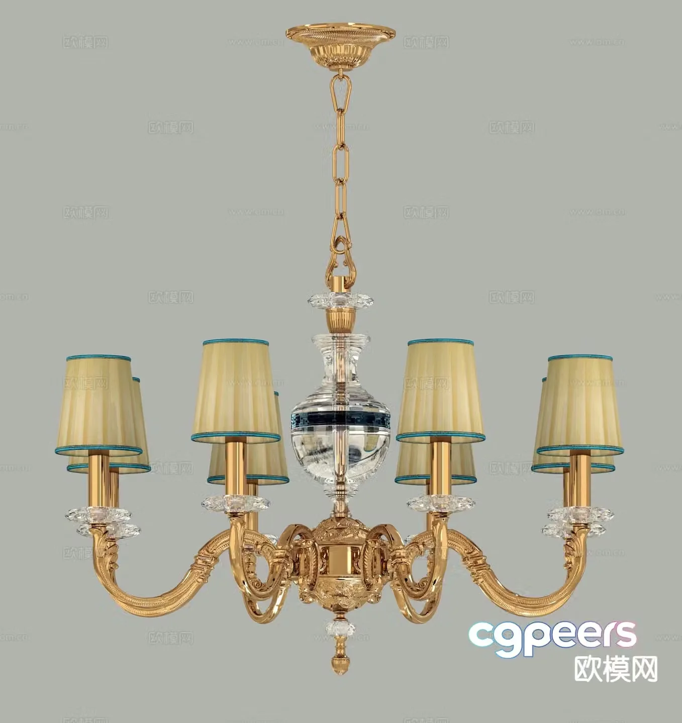 European style chandelier hall chandelier 3d model