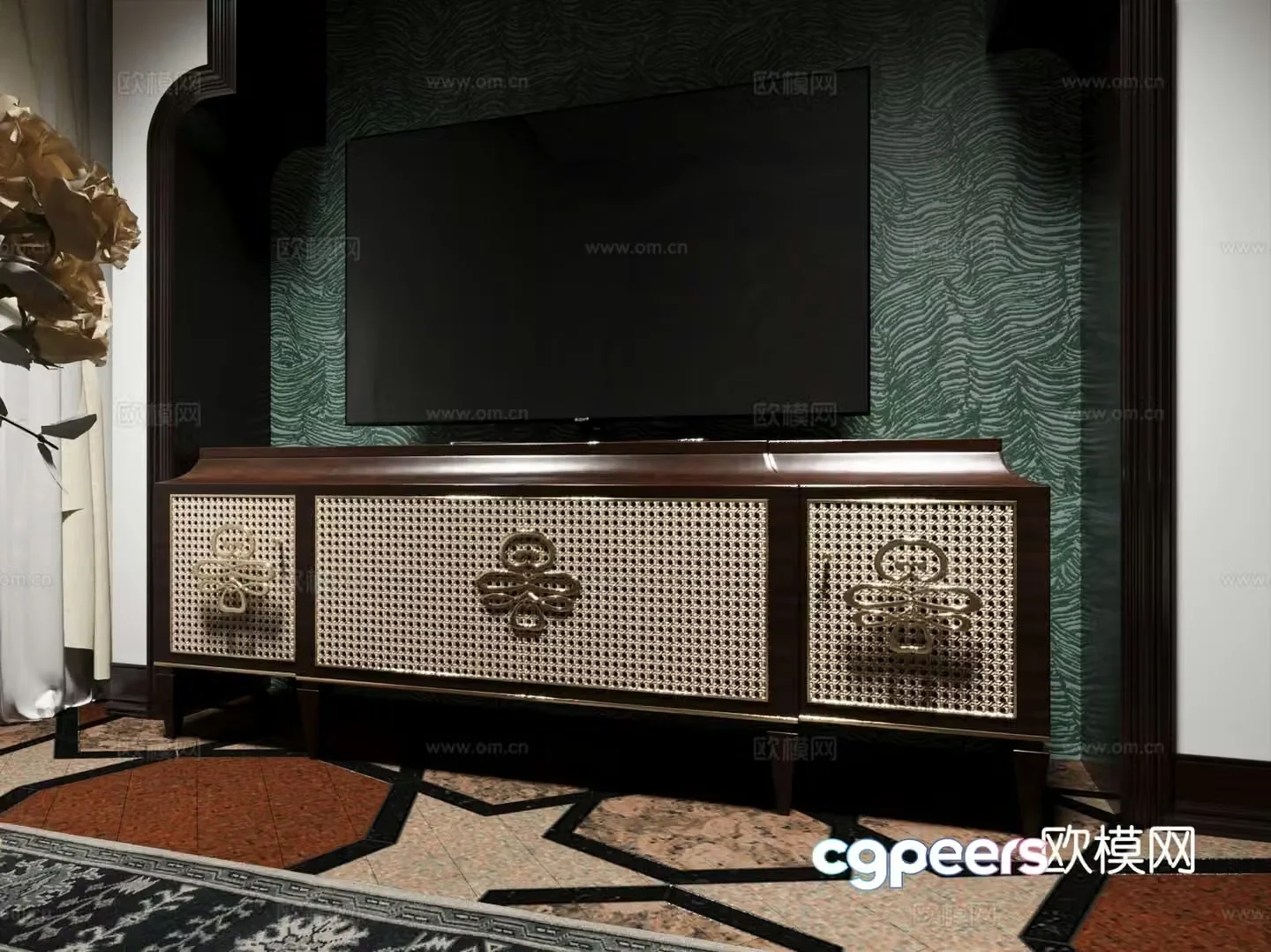 Medieval style TV cabinet 3D model