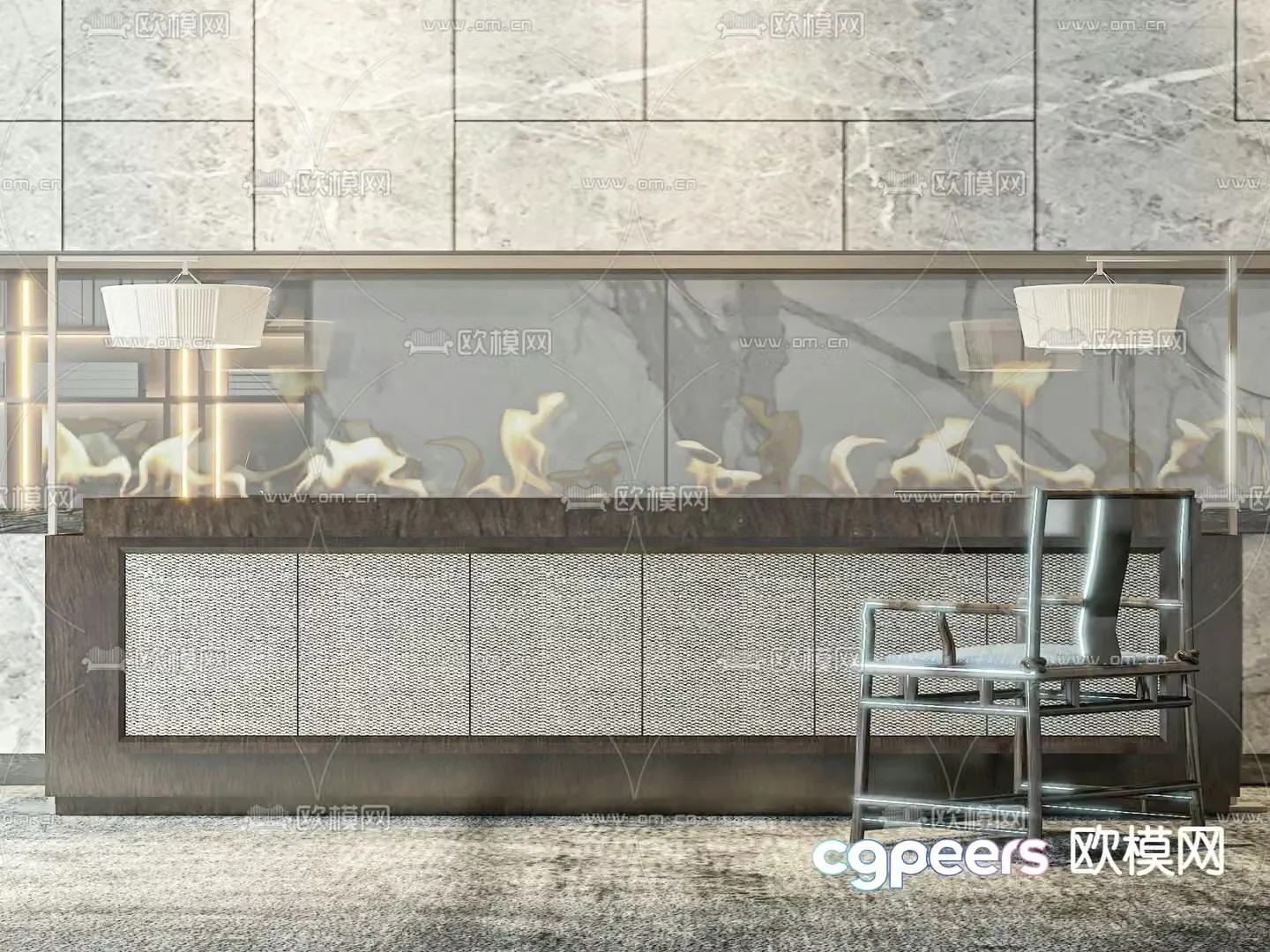 Modern front desk reception desk service desk 3d model