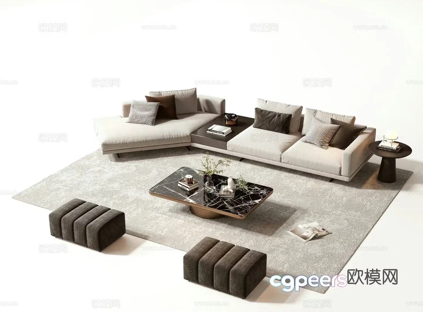 Modern sofa coffee table set 3d model