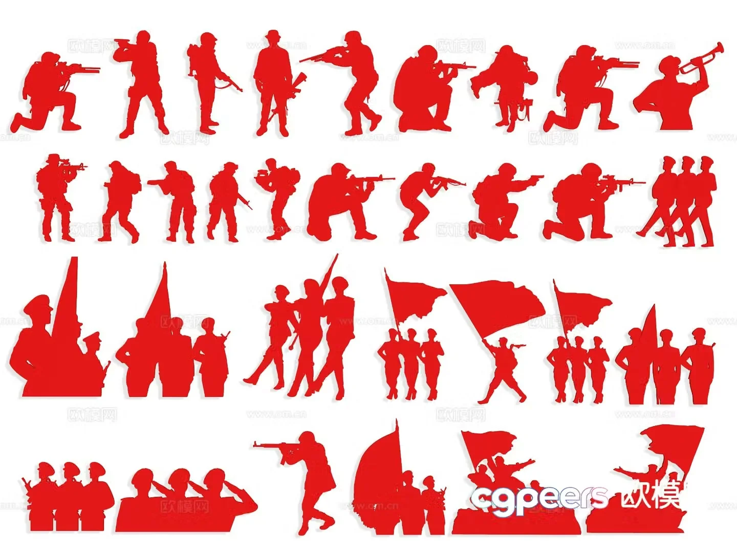 Revolutionary soldier badge silhouette paper cut soldier wall sticker 3d model