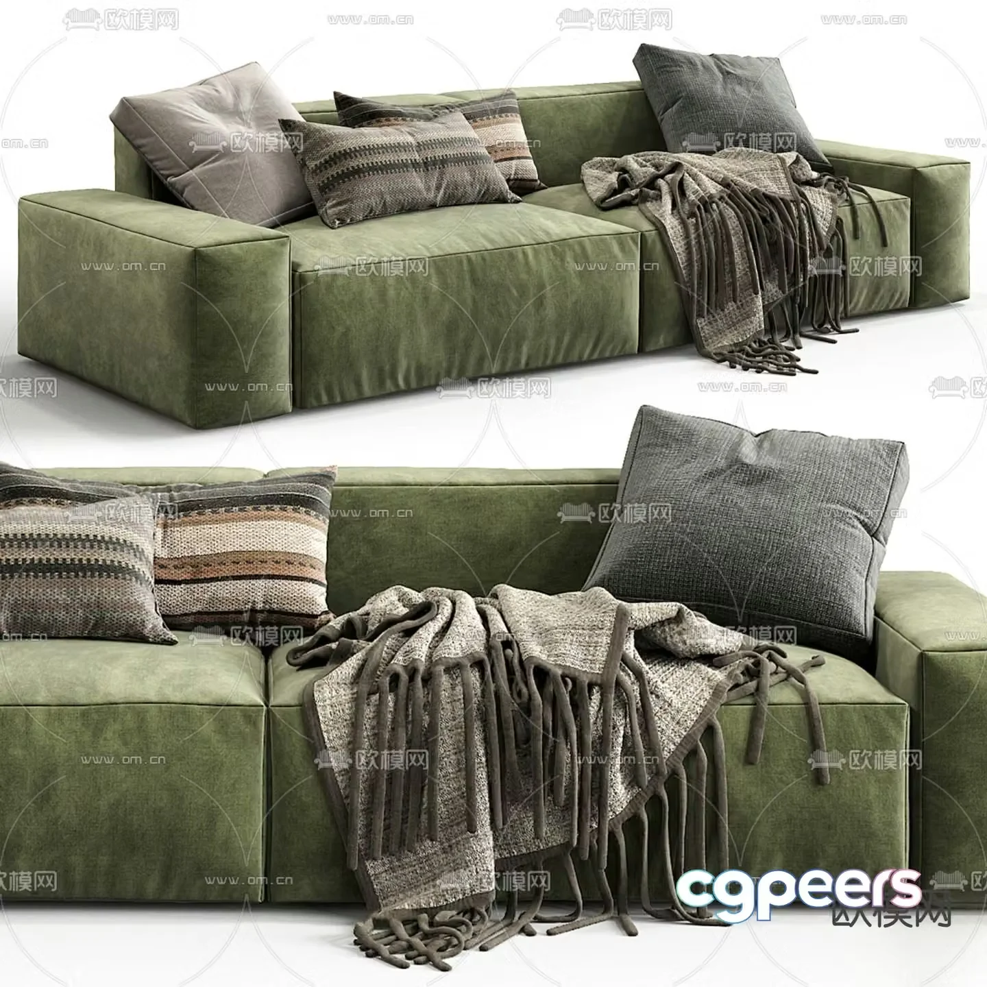 Double sofa upholstered sofa 3d model