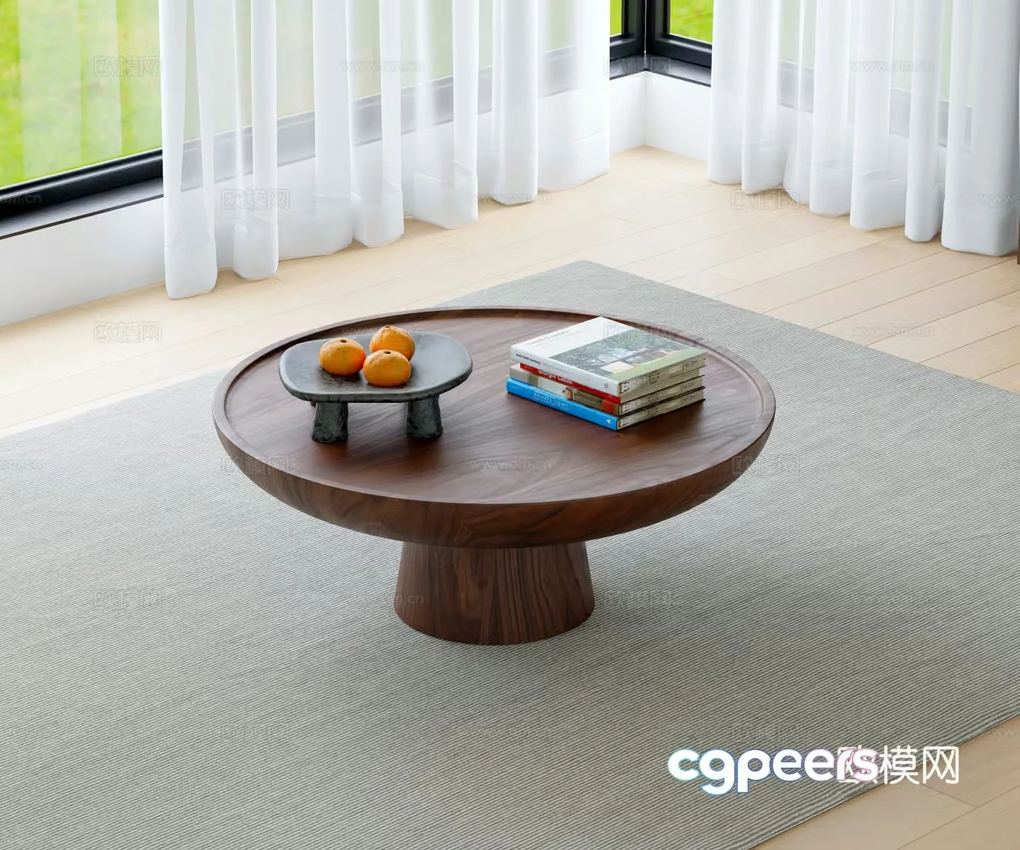 Modern solid wood coffee table 3d model