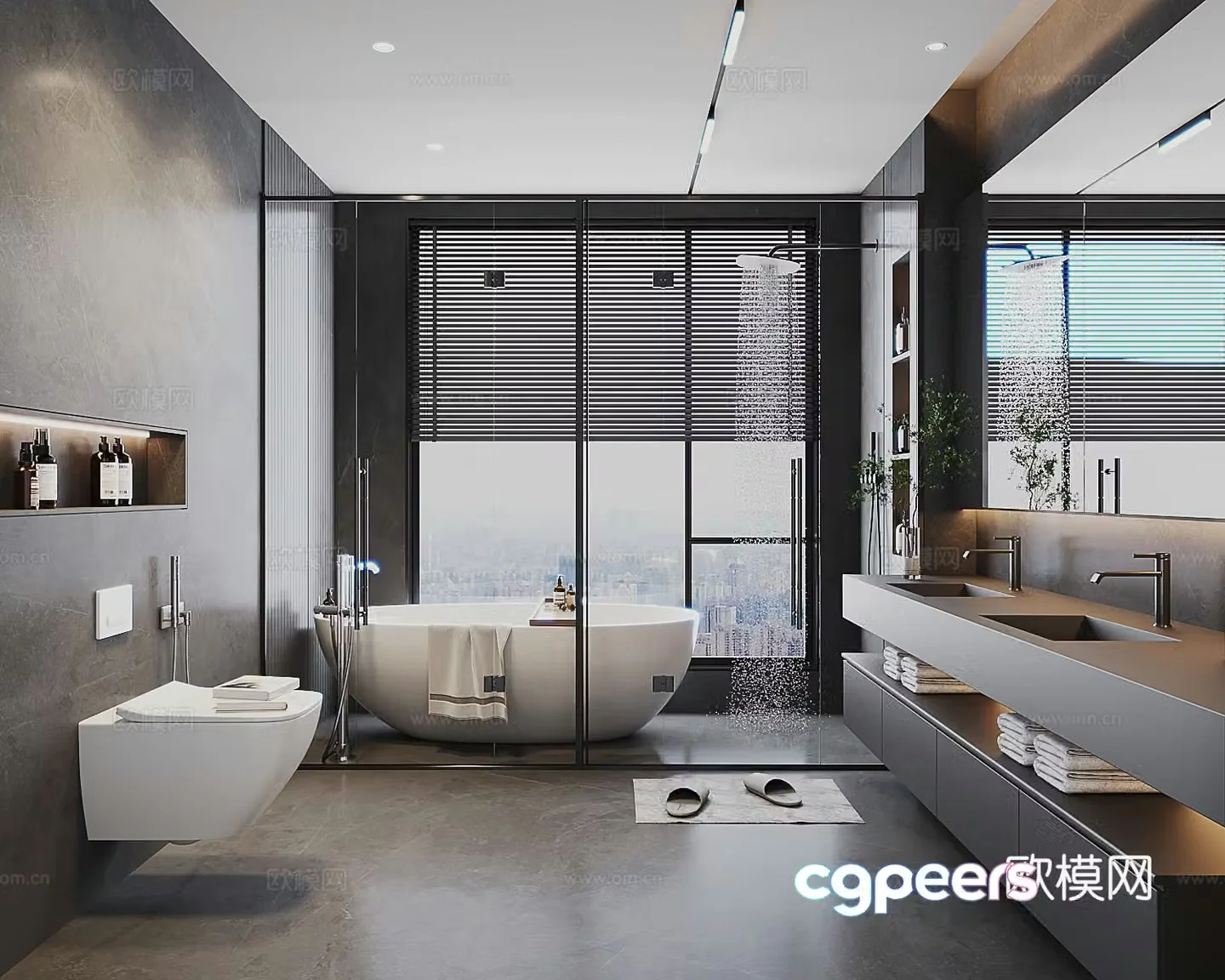 Modern high-end minimalist style bathroom 3D model