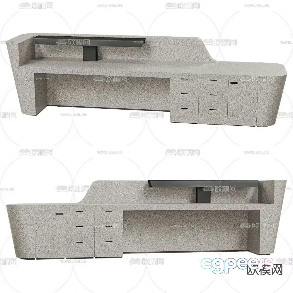 Mono terrazzo front desk reception desk service desk 3d model