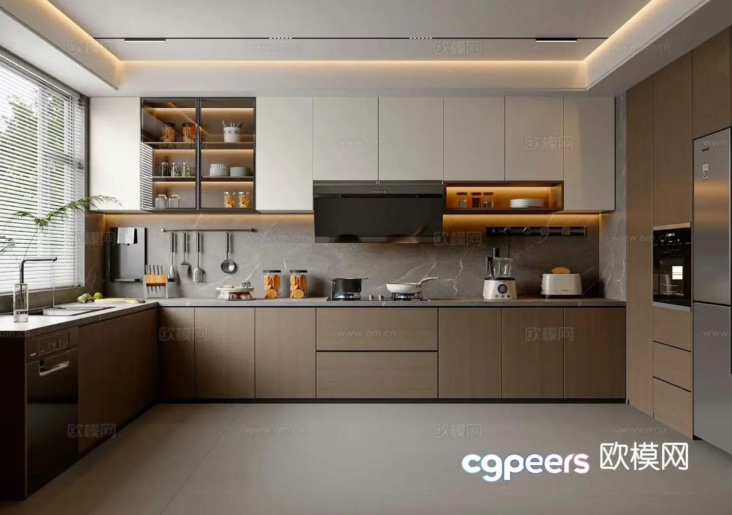 Italian kitchen cabinets refrigerator kitchen appliances kitchen supplies 3d model