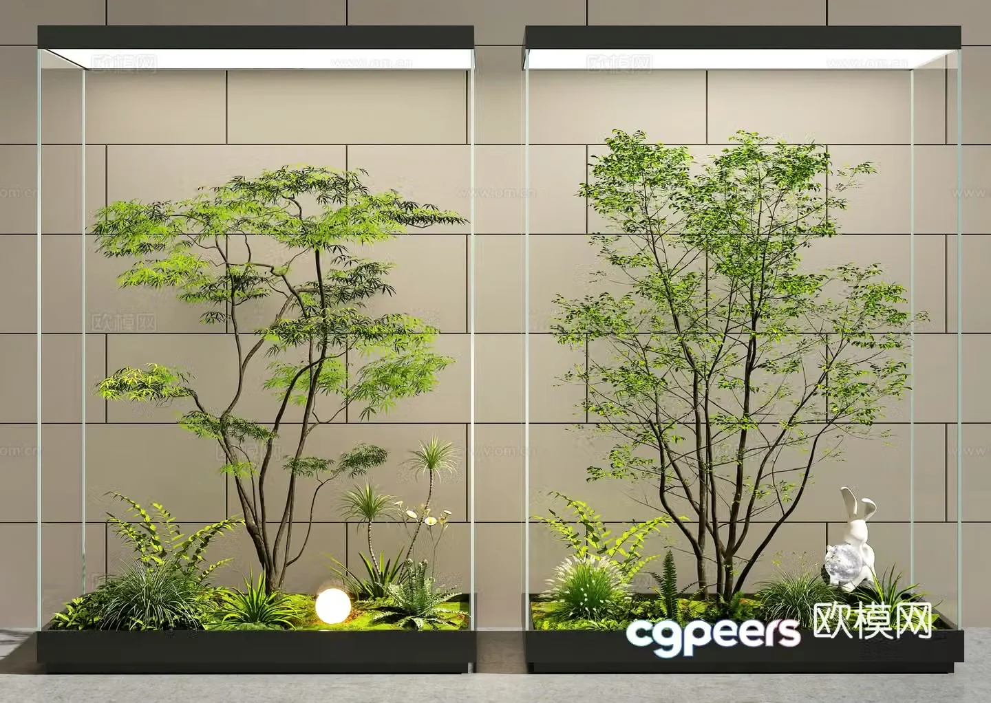 Modern interior landscape plant pile landscape tree 3d model