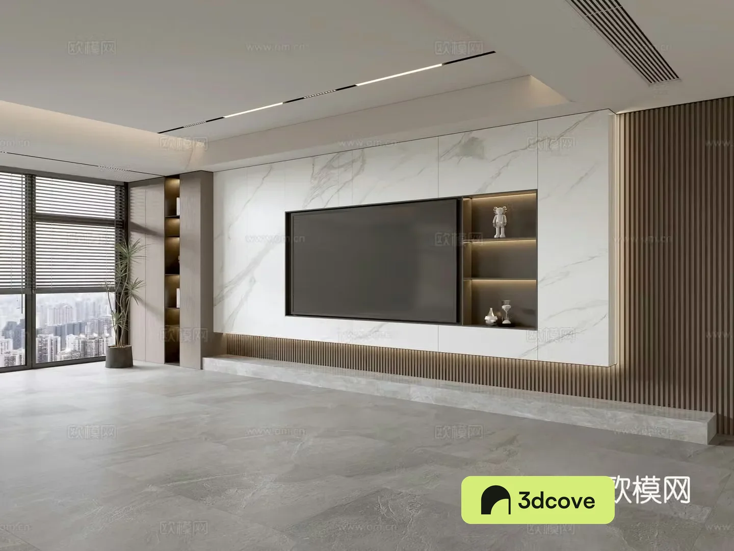 Modern Italian living room light luxury TV background wall full wall TV cabinet