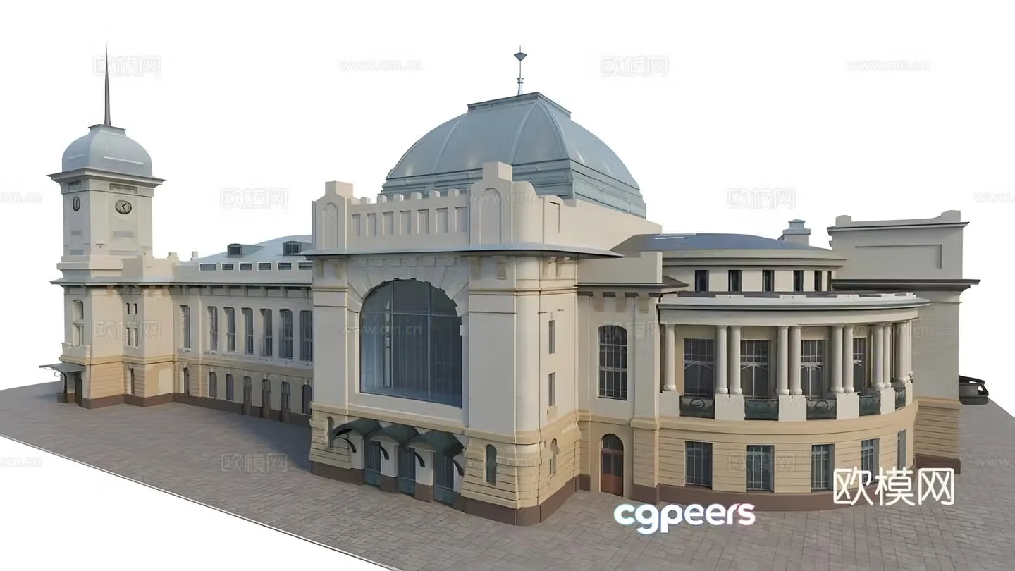 Railway station 3d model