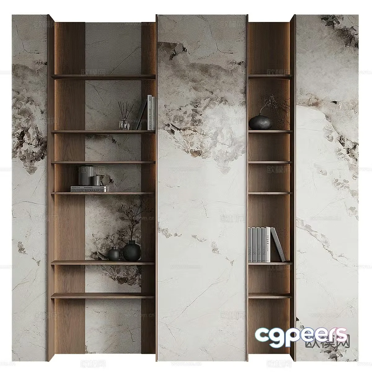 New Chinese style light luxury decorative cabinet bookcase display cabinet 3D model