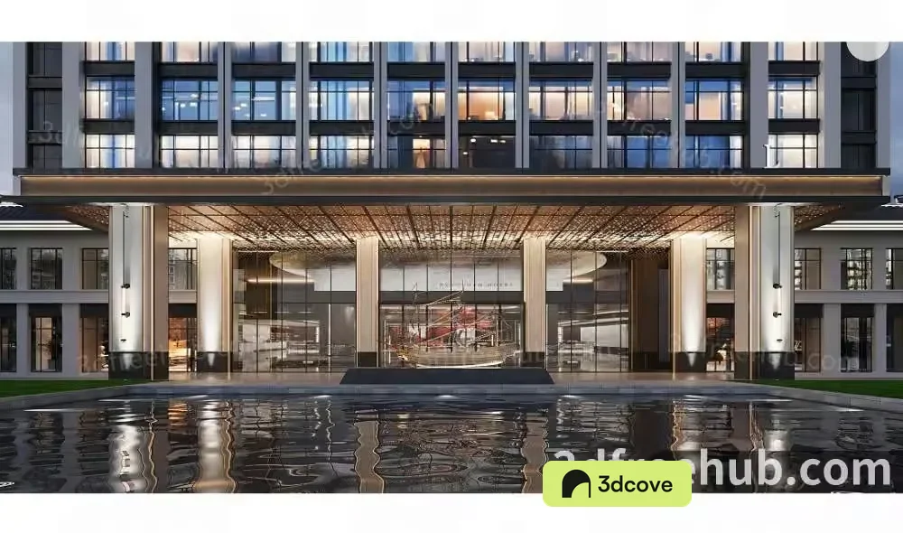 A Large Building With A Glass Entrance