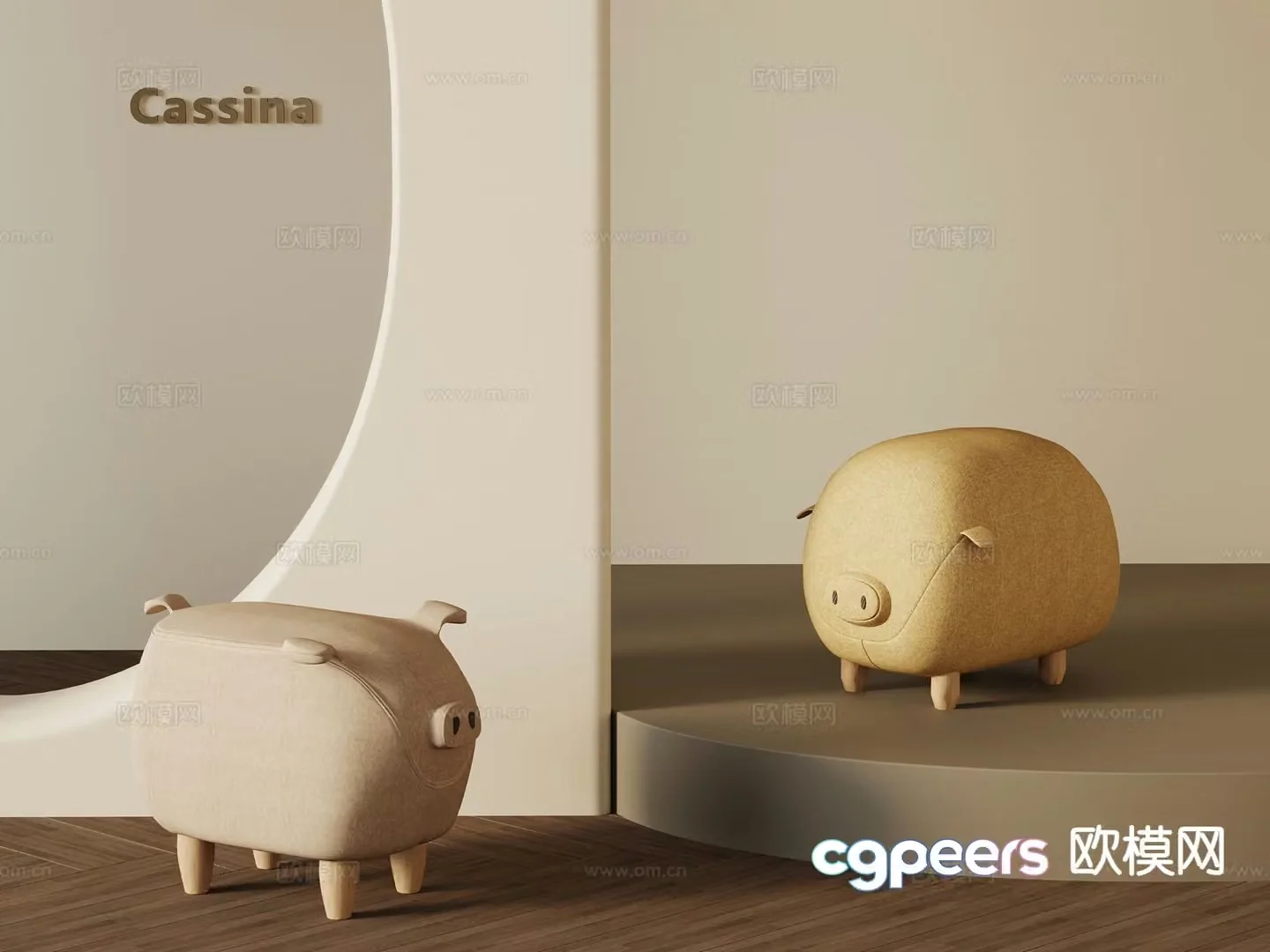 Modern children’s chair piggy stool 3d model