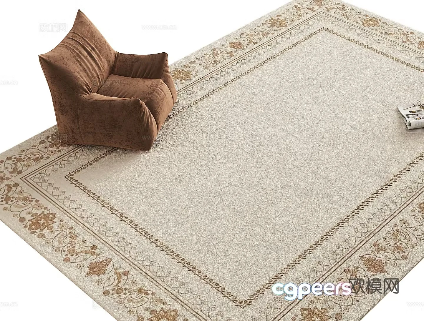 French light pattern carpet Living room carpet Bedroom carpet 3D model