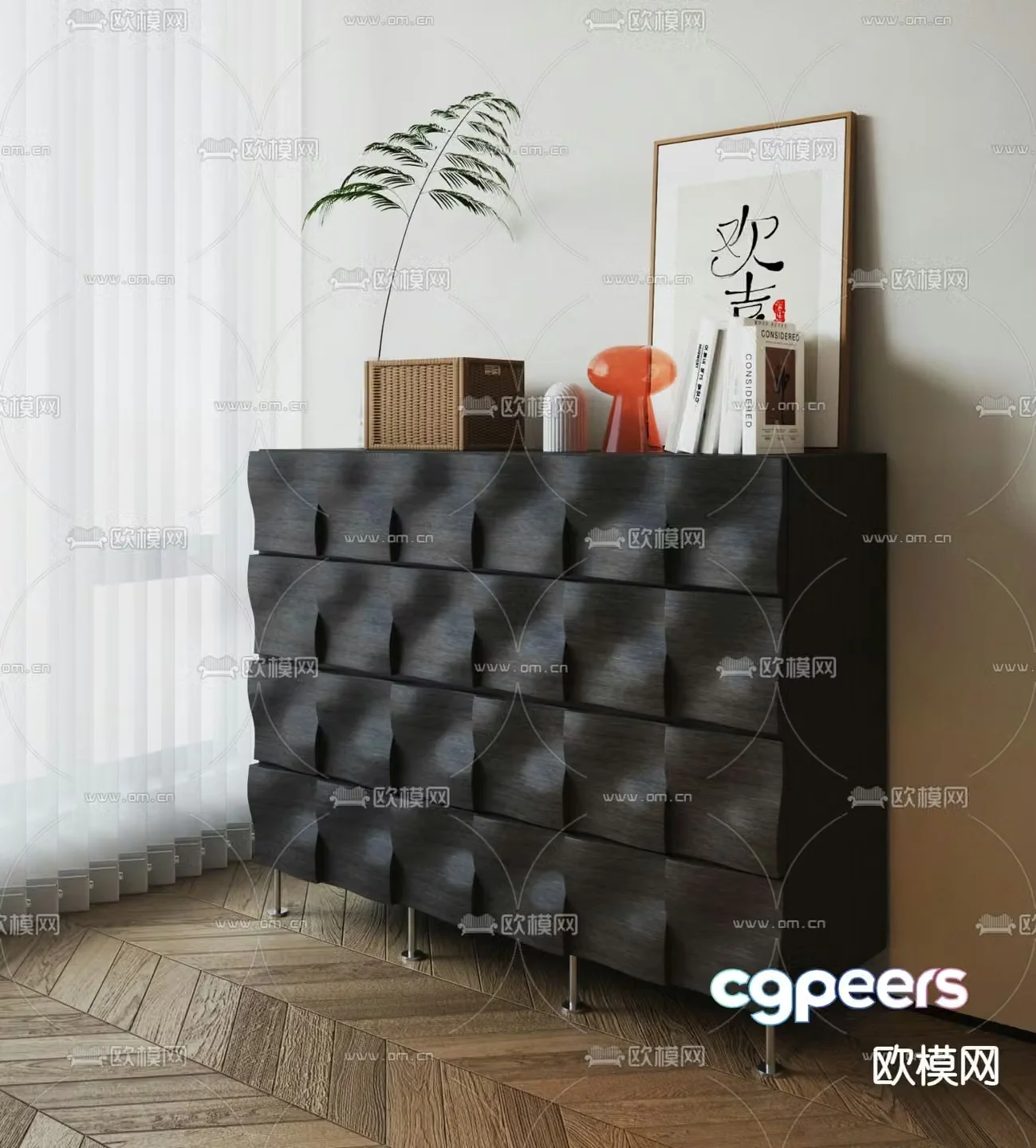 Black porch cabinet 3d model