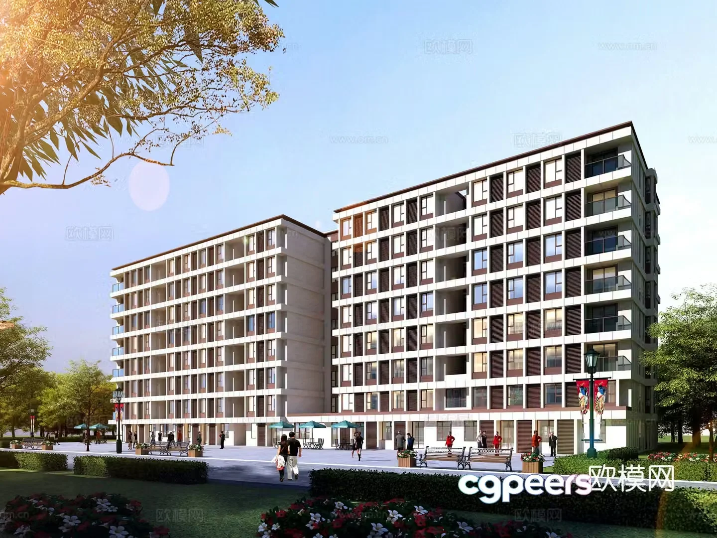 Multi-storey public residential building apartment dormitory talent apartment 3d model