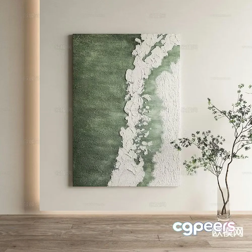 Modern decorative painting wave hanging painting 3d model