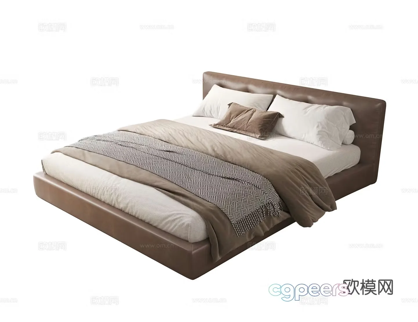 Modern double bed Leather double bed Master bedroom bed 3d model