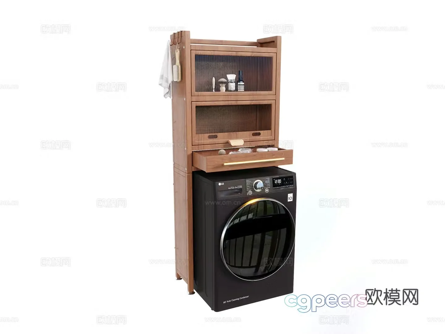 Medieval style balcony cabinet washing machine cabinet 3d model