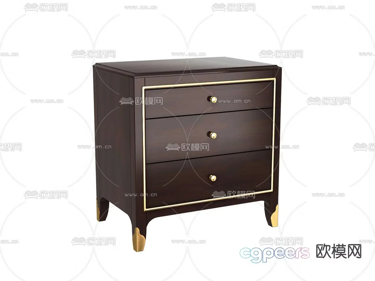 American bedside table 3d model