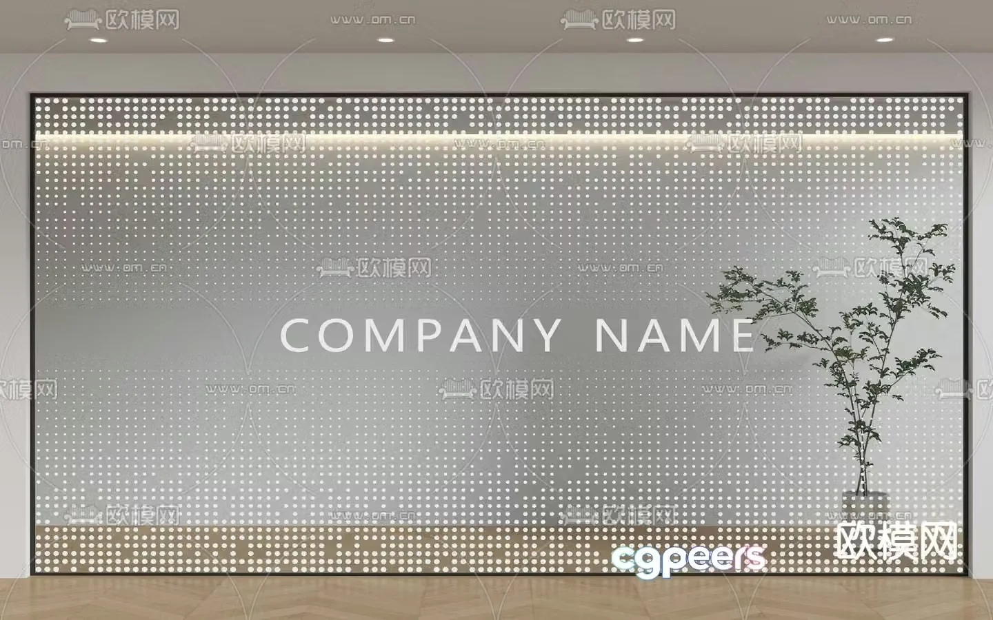 Office partition Gradient glass screen 3d model