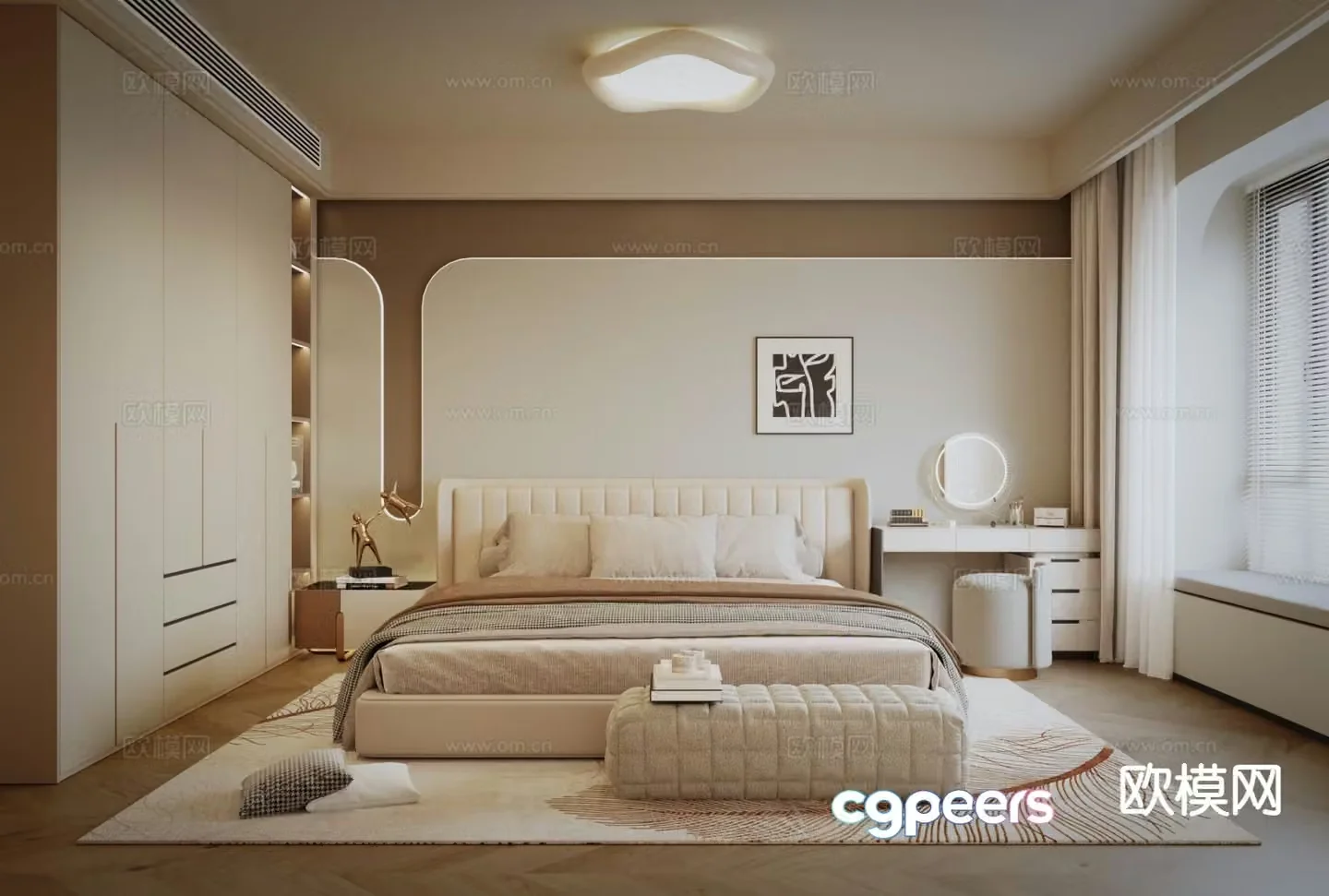 Cream style bedroom master bedroom 3d model