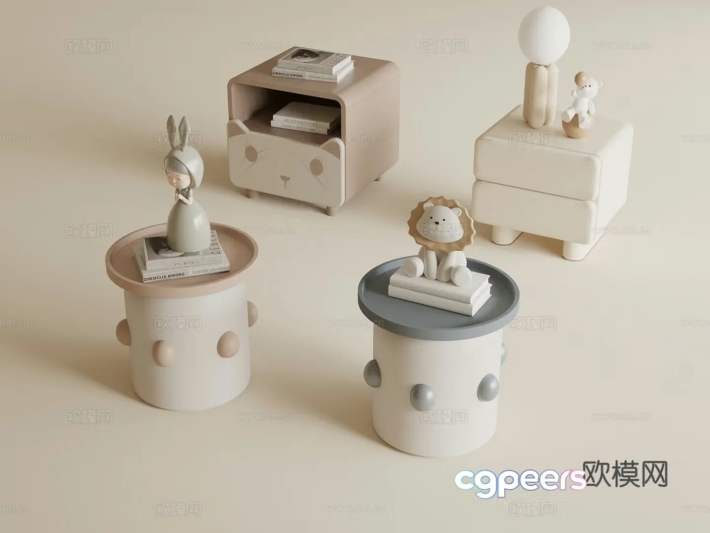 Modern children’s bedside table 3d model
