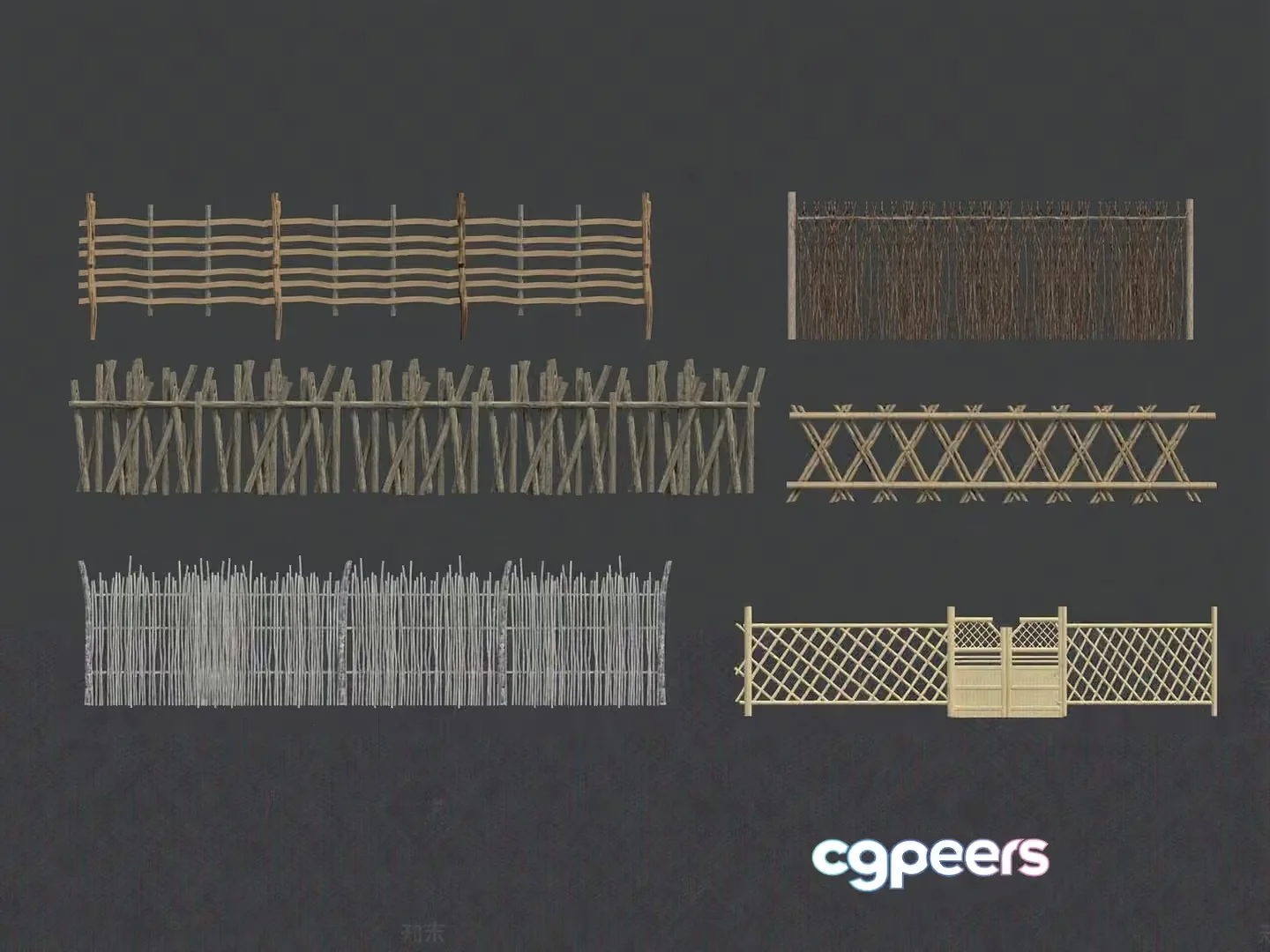 A Collection Of Fences 3D Model – 11043 – VRAY Render