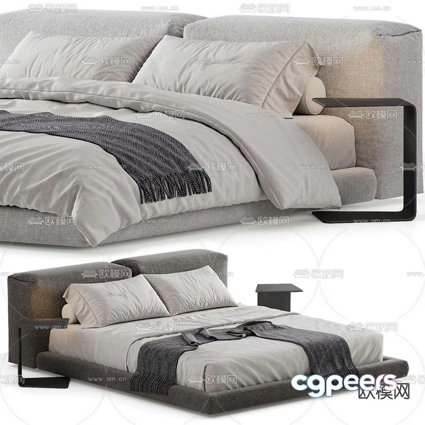 Modern double bed 3d model
