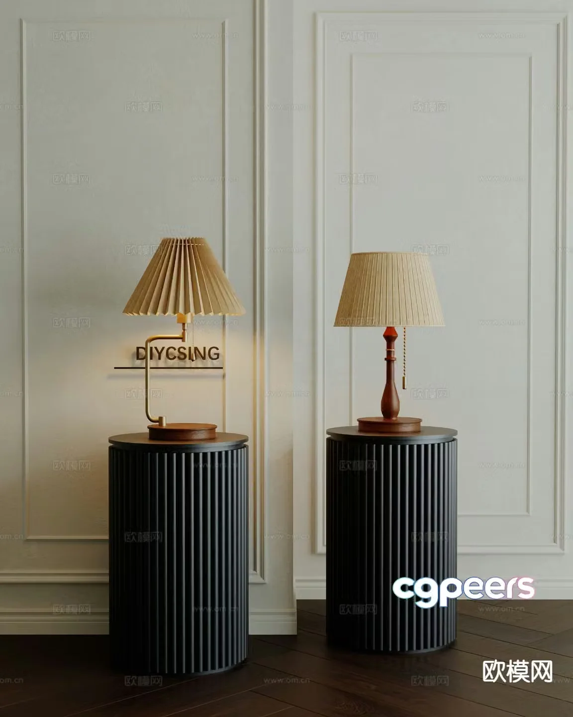 French table lamp medieval style table lamp 3d model