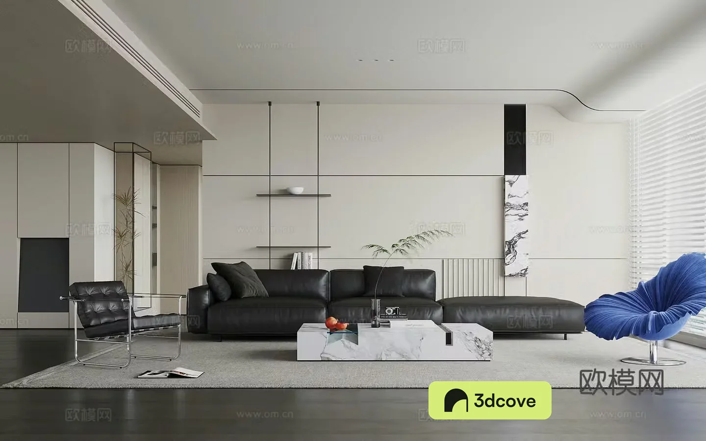 Modern minimalist living room sofa background wall sofa coffee table combination