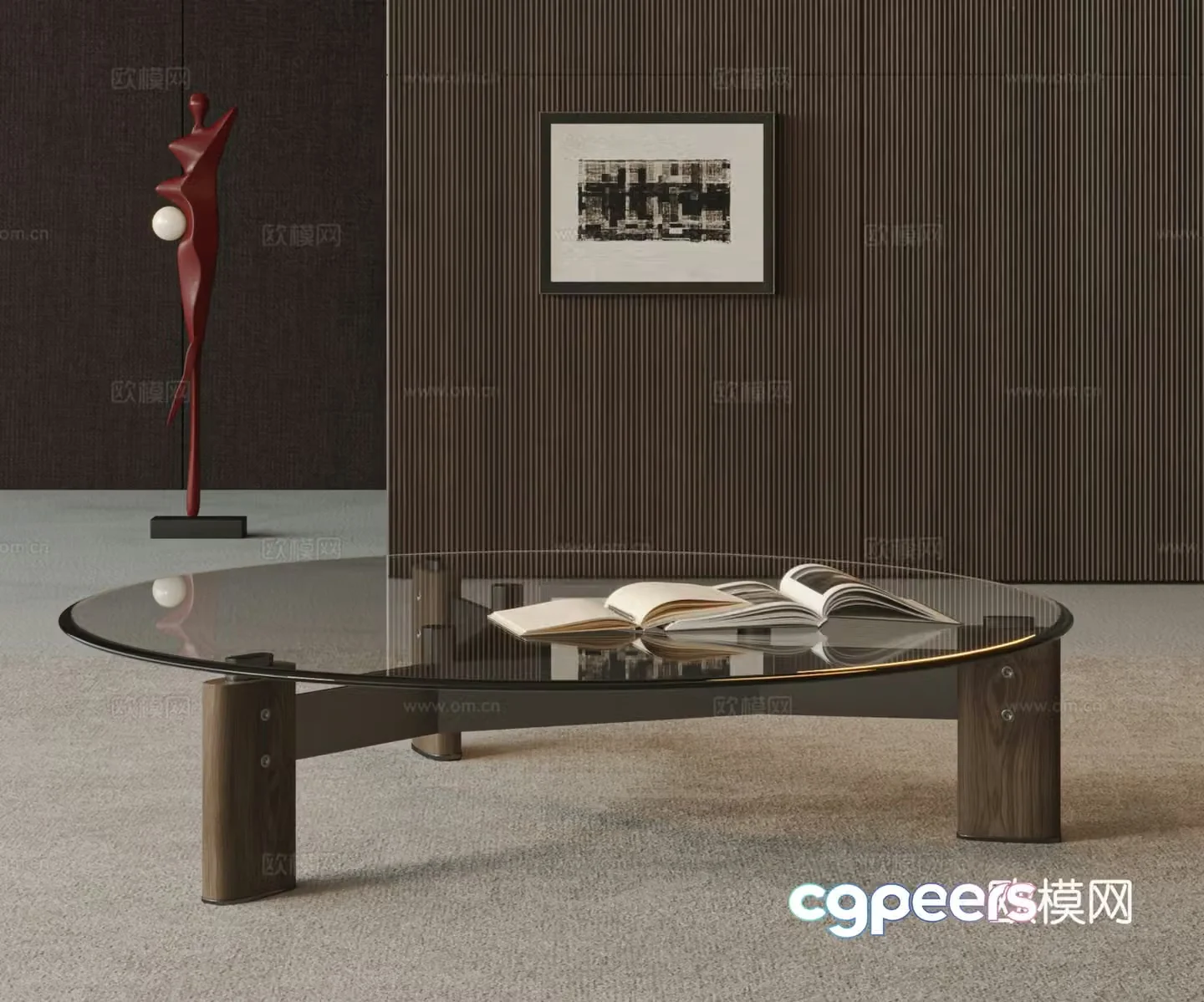 POLIFORM Modern Italian Coffee Table Glass Coffee Table Sculpture 3D Model